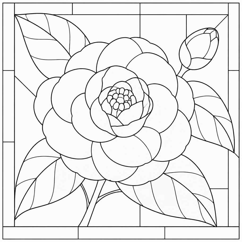 Printable outline of the same camellia design